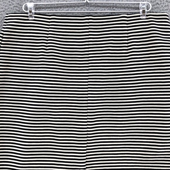 J Jill Skirt Women Medium Ivory Stripe Knee Length Straight Pull On Stretch Knit - Picture 4 of 10